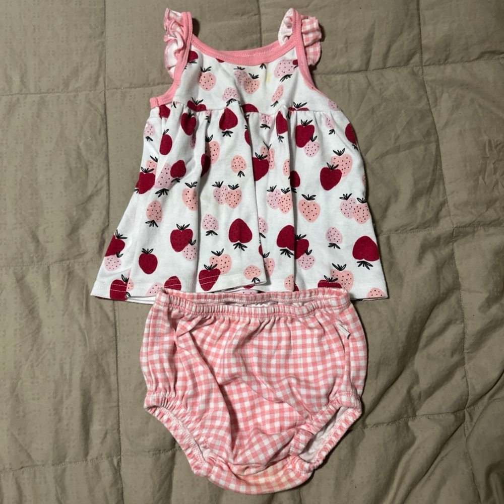 Adorable Pink Strawberry Diaper Cover Set